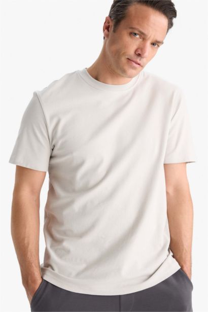 تيشيرت قطن قصة عادية برقبة مستديرة