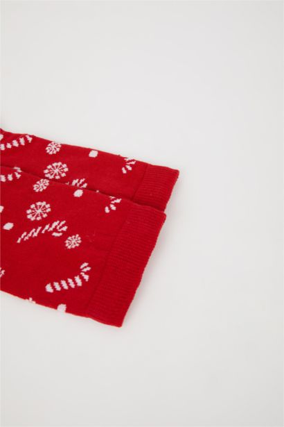 Kadın Yılbaşı Temalı Küreli Pamuklu Uzun Çorap