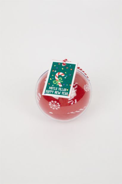 Kadın Yılbaşı Temalı Küreli Pamuklu Uzun Çorap