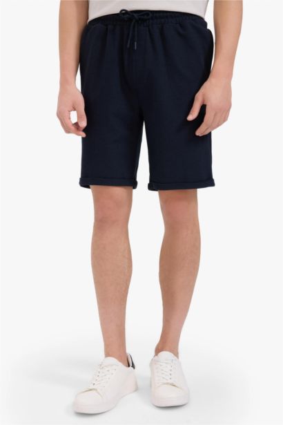 Regular Fit Textured Basic Bermuda Shorts