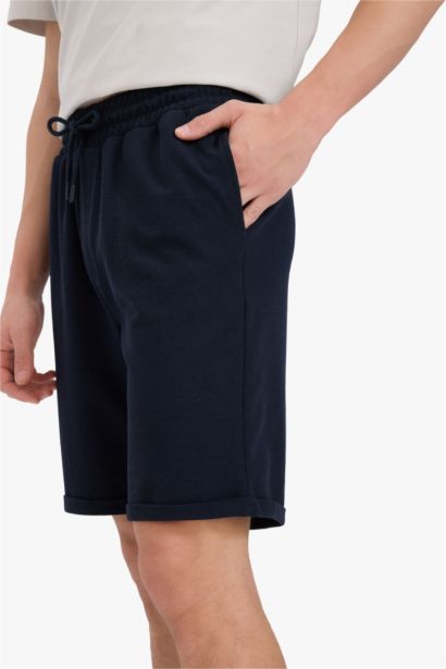 Regular Fit Textured Basic Bermuda Shorts