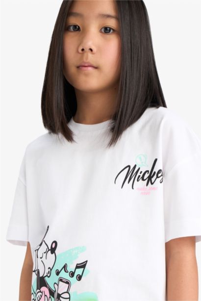Оверсайз футболка Disney Mickey & Minnie Relax Fit с круглым вырезом и принтом на спине для девочки с коротким рукавом