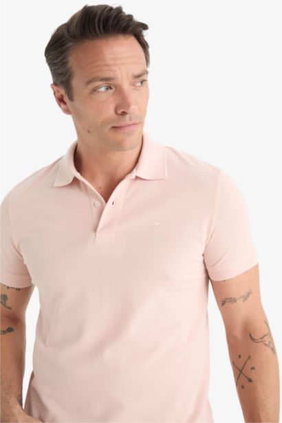 T-shirt Polo slim 100% coton à manches courtes