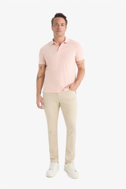 T-shirt Polo slim 100% coton à manches courtes