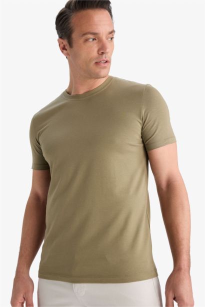 Slim Fit Crew Neck Flexible Fabric T-Shirt