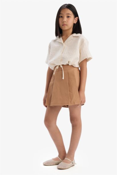 Girl Gabardine Pleated Skort