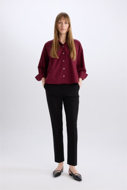 Chemise Oversize à Manches Longues en Popeline