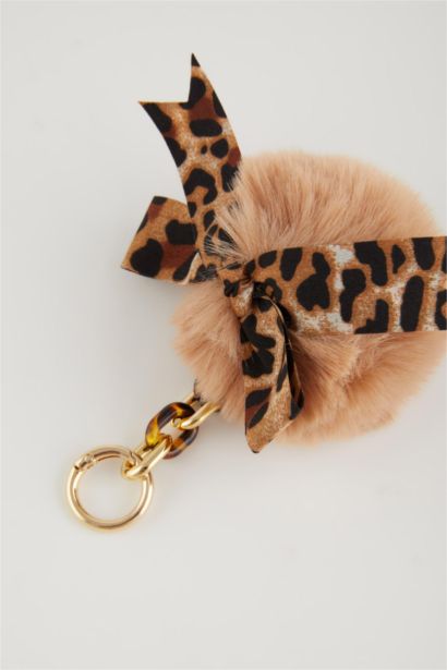 Woman Leopard Detailed Charm Keychain