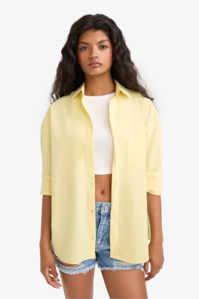 Oversize Fit Poplin Long Sleeve Shirt