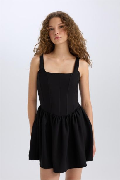 Square Collar Mini Dress