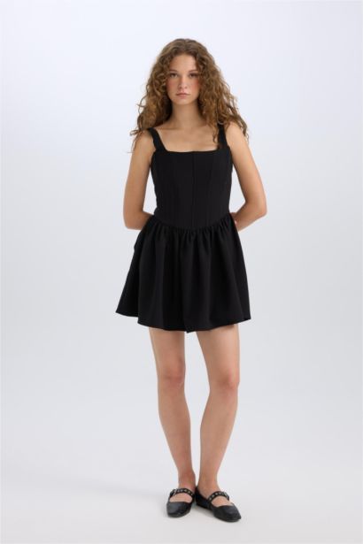 Square Collar Mini Dress