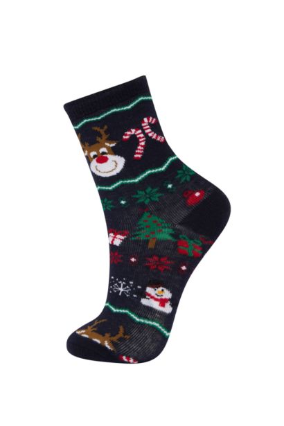 جوارب طويلة قطن ولادي بطبعة كريسماس - قطعتين