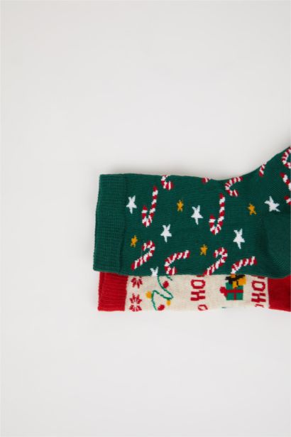 Yılbaşı Temalı 2'li Pamuklu Uzun Çorap Erkek Çocuk