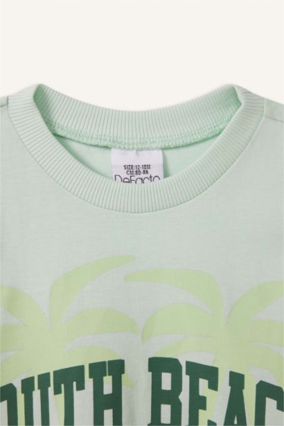 2'li Takım Baskılı Kısa Kollu Tişört Beli Lastikli Şort Erkek Bebek