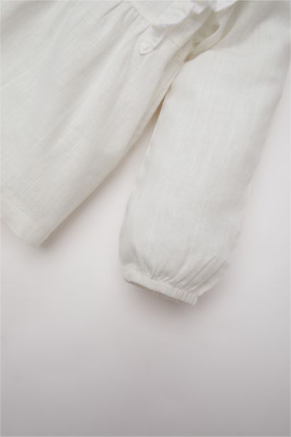 Girl Baby Crew Neck Floral Flam Poplin Shirt