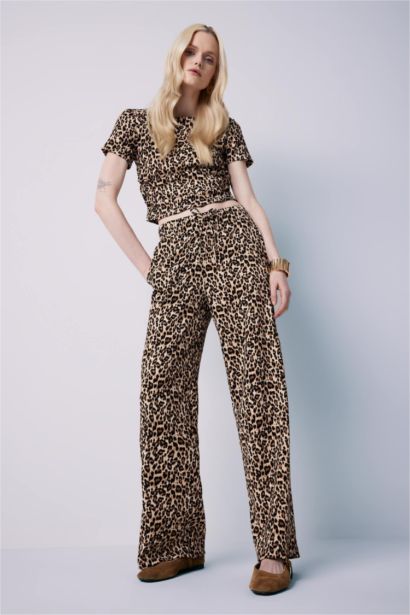 Straight Fit Leopard Trousers