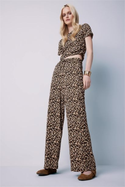 Straight Fit Leopard Trousers