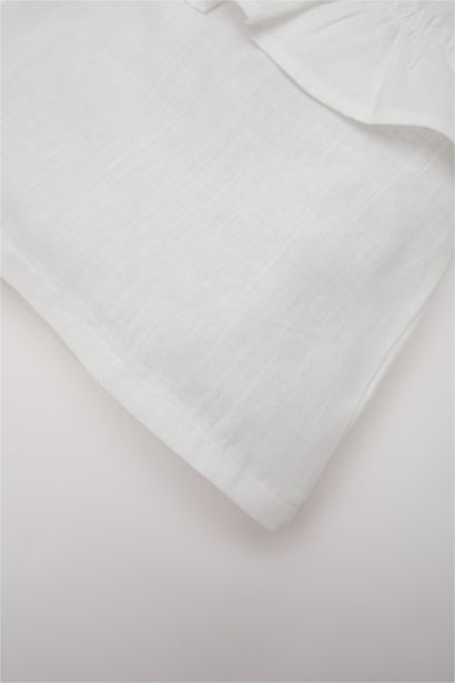 Girl Baby Crew Neck Flam Poplin Shirt