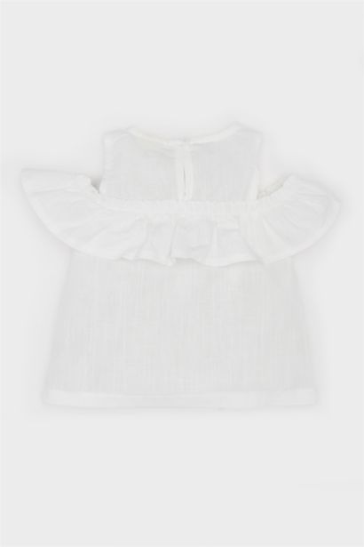 Girl Baby Crew Neck Flam Poplin Shirt