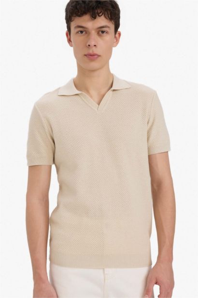 T-shirt Polo en coton acrylique à manches courtes Coupe standard