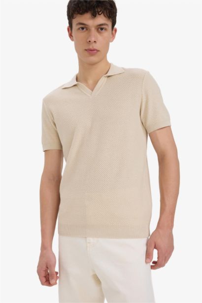 T-shirt Polo en coton acrylique à manches courtes Coupe standard