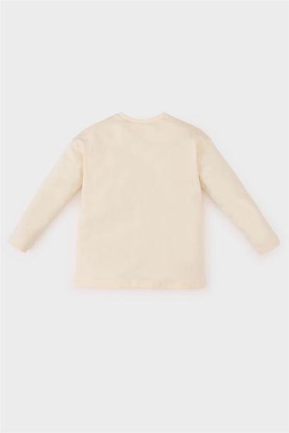 تيشيرت بنات كم طويل بطبعة زهور قصة عادية برقبة مستديرة