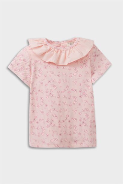 تيشيرت نص كم بناتي فلورال قصة عادية