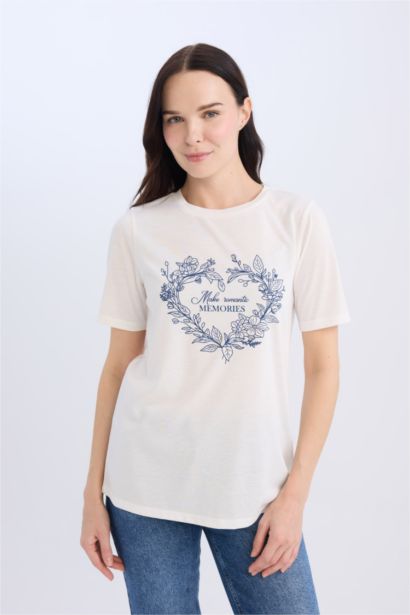 تيشيرت كاجوال نص ردن قصة عادية بياخة مستديرة