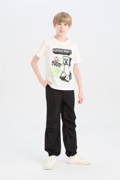 Minecraft Bisiklet Yaka Kısa Kollu Tişört Erkek Çocuk