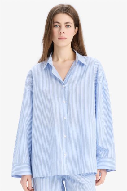 Striped Poplin Pajama Top
