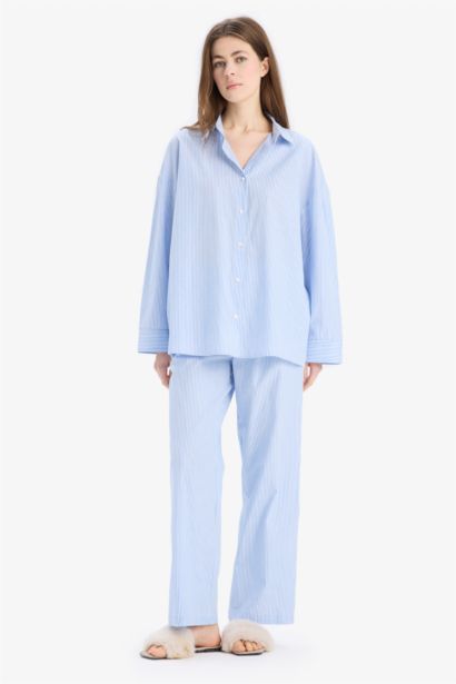 Striped Poplin Pajama Top