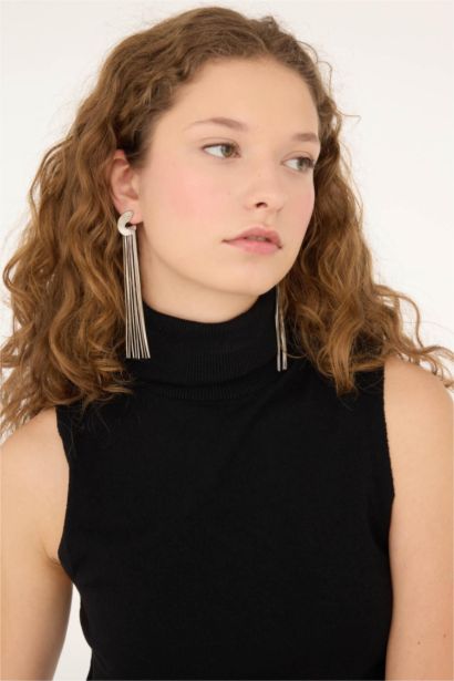 Женские висячие серебряные серьги