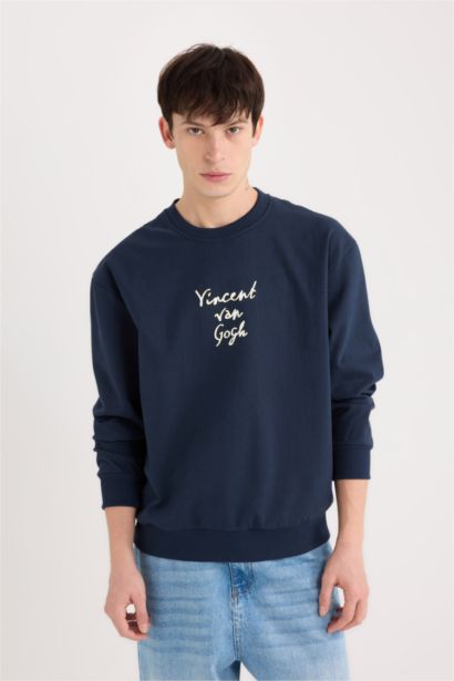 Van Gogh Boxy Fit Bisiklet Yaka Sırt Baskılı Sweatshirt