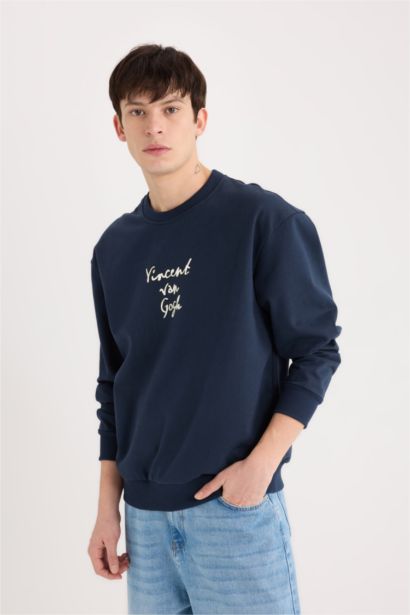 Van Gogh Boxy Fit Bisiklet Yaka Sırt Baskılı Sweatshirt