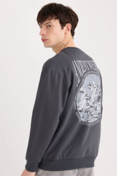 Boxy Fit Printed Long Sleeve Sweatshirt