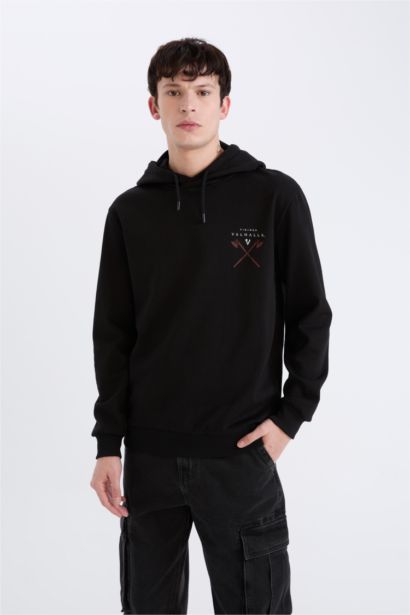Vikings Valhalla Regular Fit Kapüşonlu Sırt Baskılı Sweatshirt