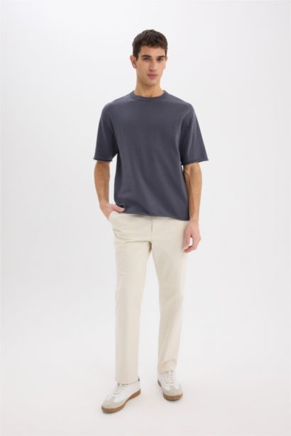 Cotton Oversize Fit Short Sleeve Knitted T-Shirt