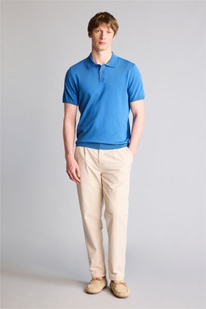 Standart Fıt Polo Yaka Triko Kısa Kollu Polo Tişört