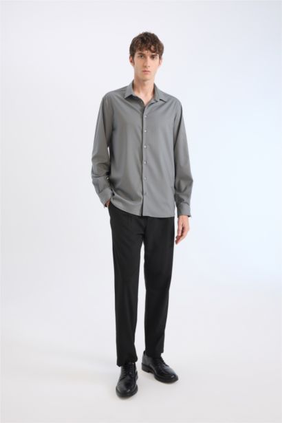 Regular Fıt Polo Yaka Uzun Kollu Gömlek