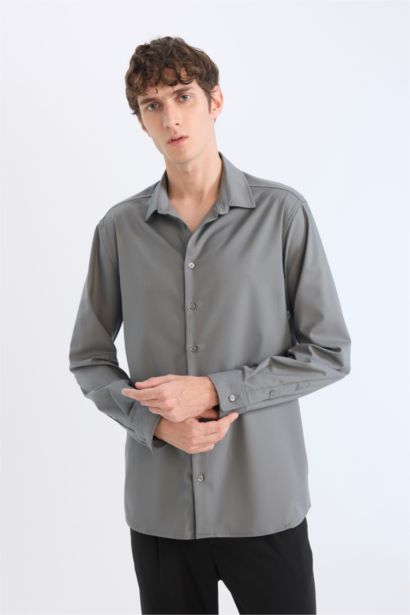 Regular Fıt Polo Yaka Uzun Kollu Gömlek