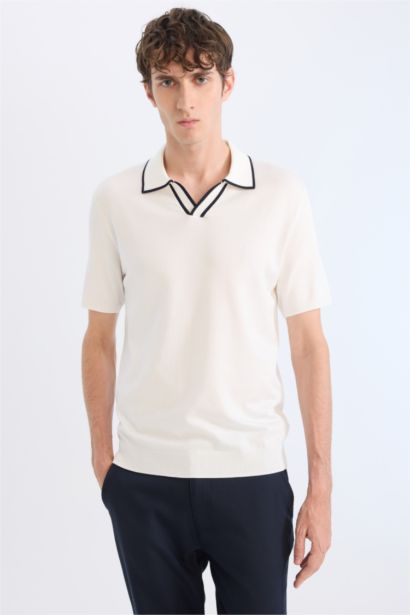 تيشيرت بولو تريكو قصة عادية بياقة بولو