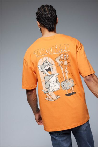 تيشيرت أوفر سايز قطن بياخة مستديرة من توم وجيري