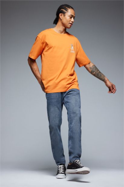 تيشيرت أوفر سايز قطن بياخة مستديرة من توم وجيري