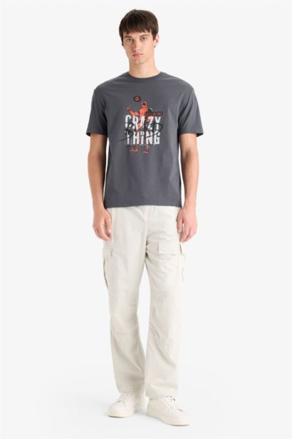 Regular Fit Crew Neck Printed Short Sleeve T-Shirt