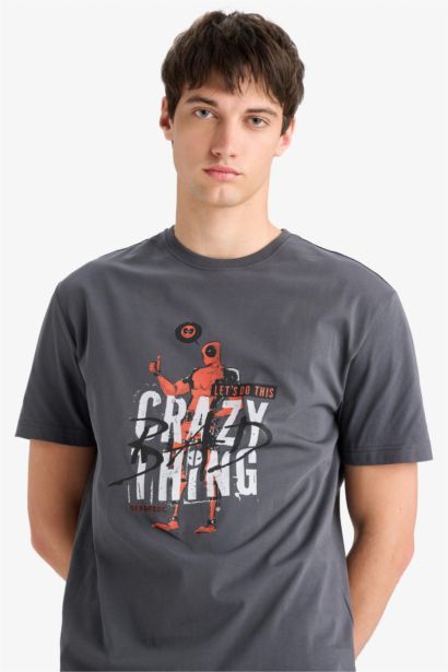 Regular Fit Crew Neck Printed Short Sleeve T-Shirt