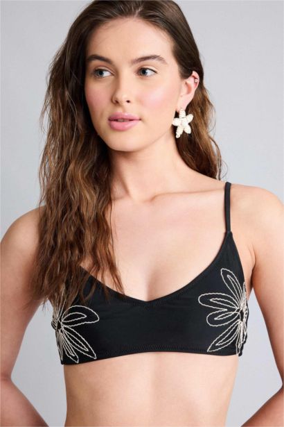 Regular Fit Embroidered Bikini Top