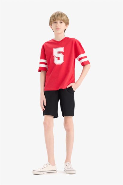 Boy Printed T-Shirt Elastic Waist Shorts 2 Piece Set