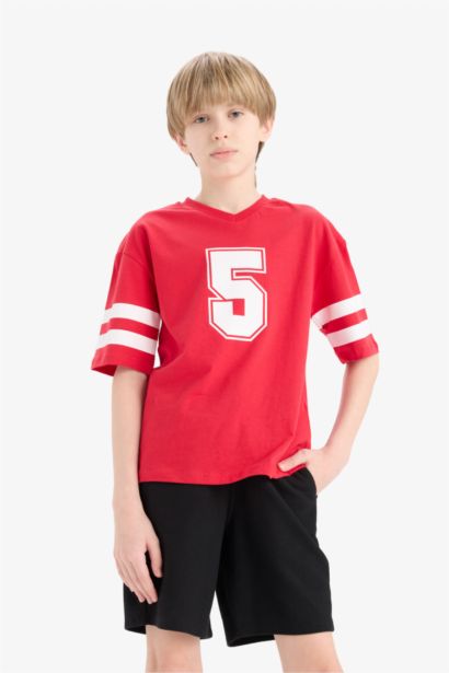 Boy Printed T-Shirt Elastic Waist Shorts 2 Piece Set