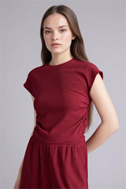 Slim Fit Crew Neck Crepe Short Sleeve T-Shirt