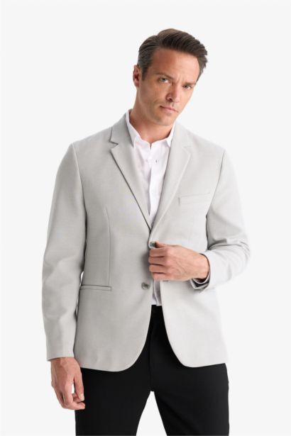 بليزر سليم فيت محبوك بنصف بطانة